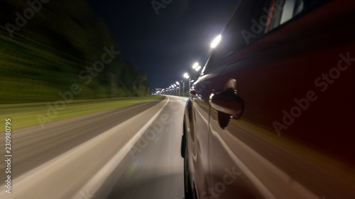 Drivelapse from Side of Car moving on a night highway timelapse hyperlapse