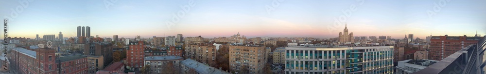 view of the Moscow city panorama Krasnaya Presnya evening