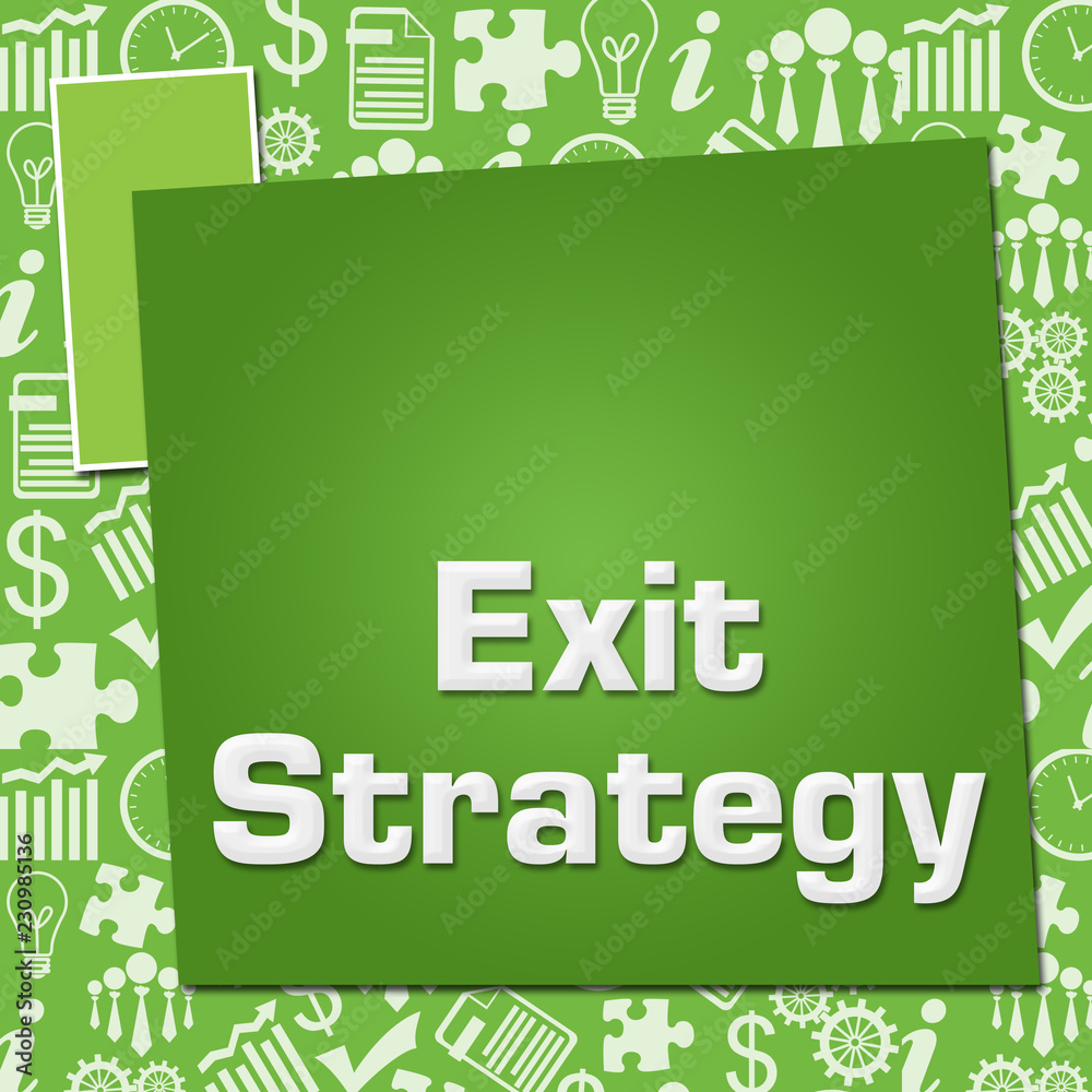Fototapeta premium Exit Strategy Business Symbols Texture Green Squares 