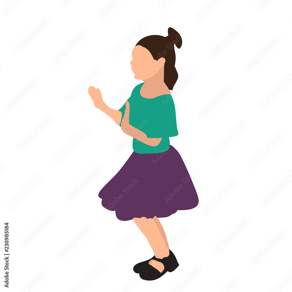 vector, isolated, silhouette in flat style, little girl dancing vector, isolated, silhouette in flat style, little girl dancing