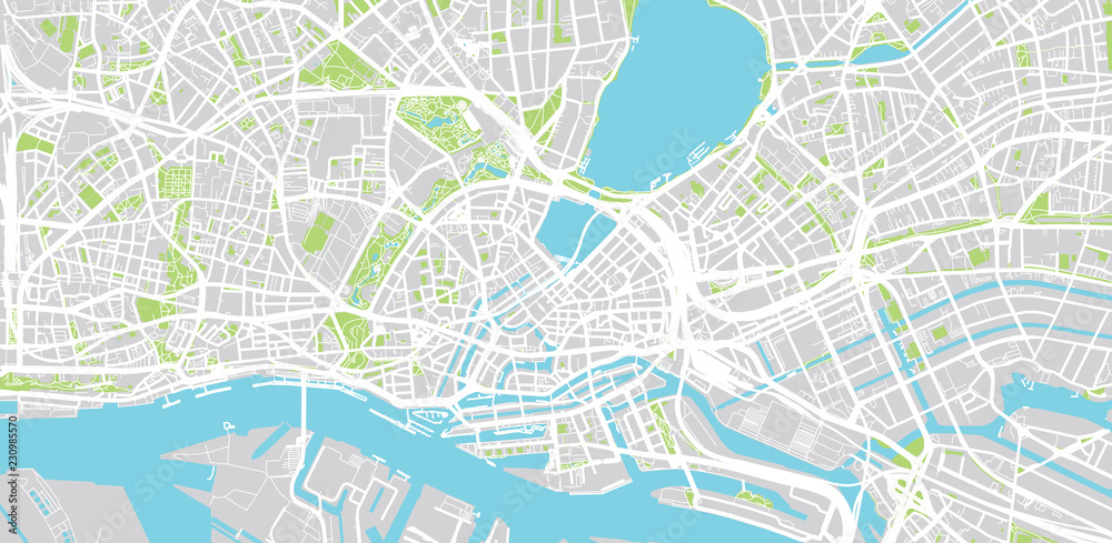 Fototapeta Urban vector city map of Hamburg, Germany