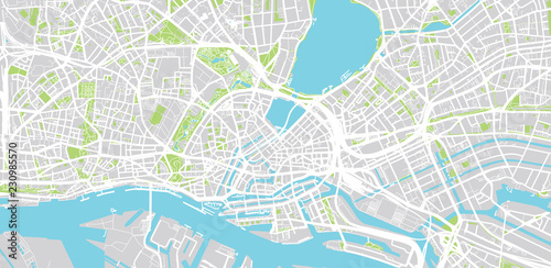 Urban vector city map of Hamburg, Germany