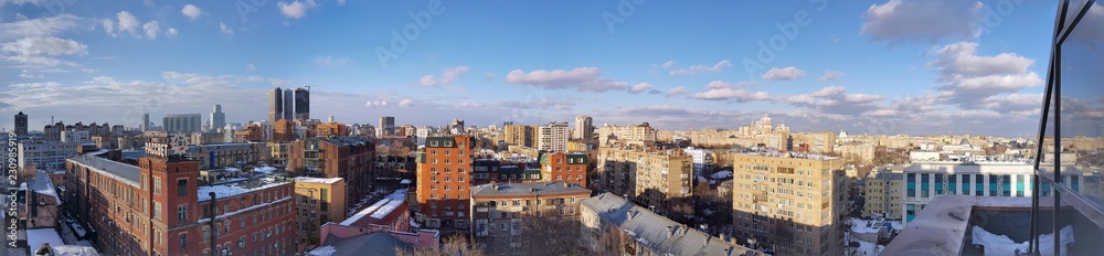 panorama of factory Rassvet Moscow winter