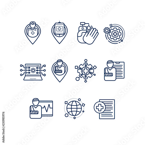 Hospital Sensory network icons set