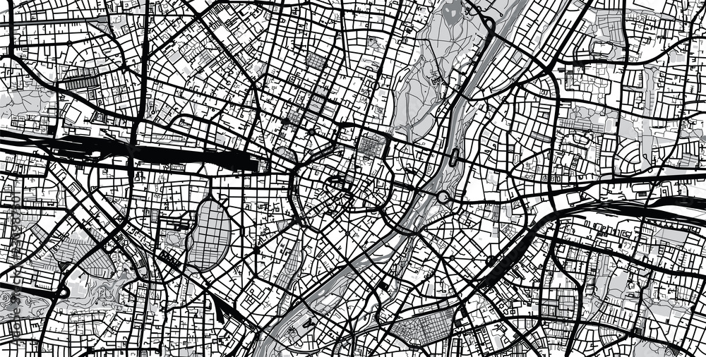 Urban vector city map of Munich, Germany