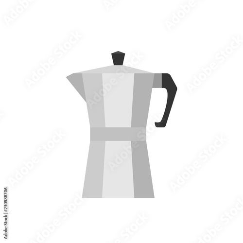 Moka pot cartoon. Italian style retro coffee maker icon. Espresso maker cartoon tradition silver vector illustration.
