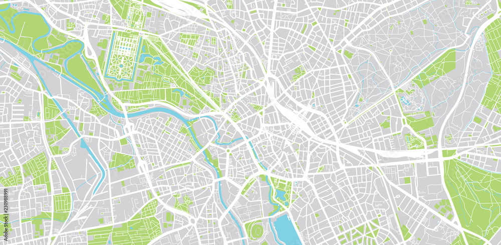 Urban vector city map of Hanover, Germany