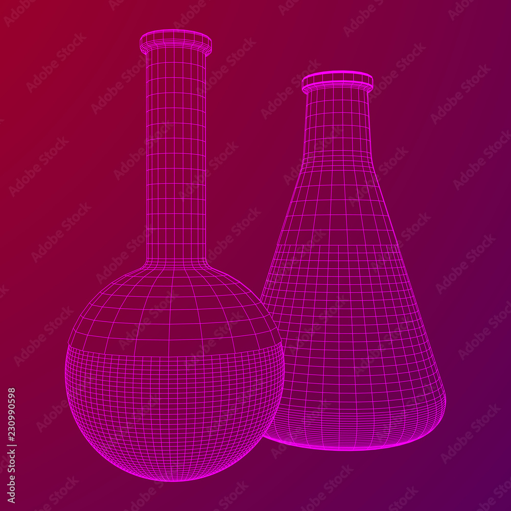 Test tube low poly wireframe mesh. Science and analyses. Vector abstract polygonal image line and point. Test tube low poly wireframe mesh. Science and analyses. Vector abstract polygonal image line and point.