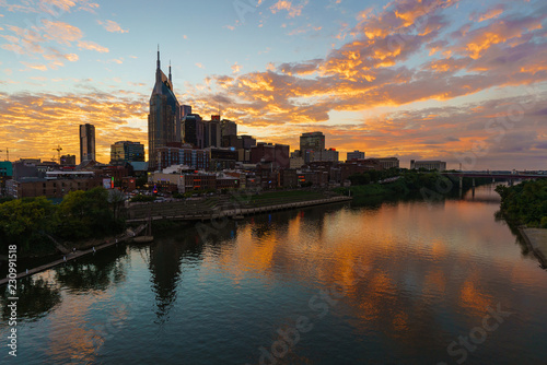 Beautiful Nashville, Tennessee Skyline during sunset photo