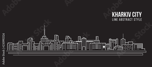 Fotografi Cityscape Building Line art Vector Illustration design - Kharkiv city