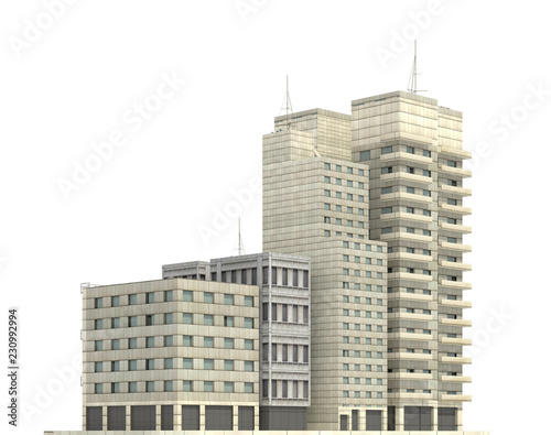 Modern buildings isolated on white background 3d illustration