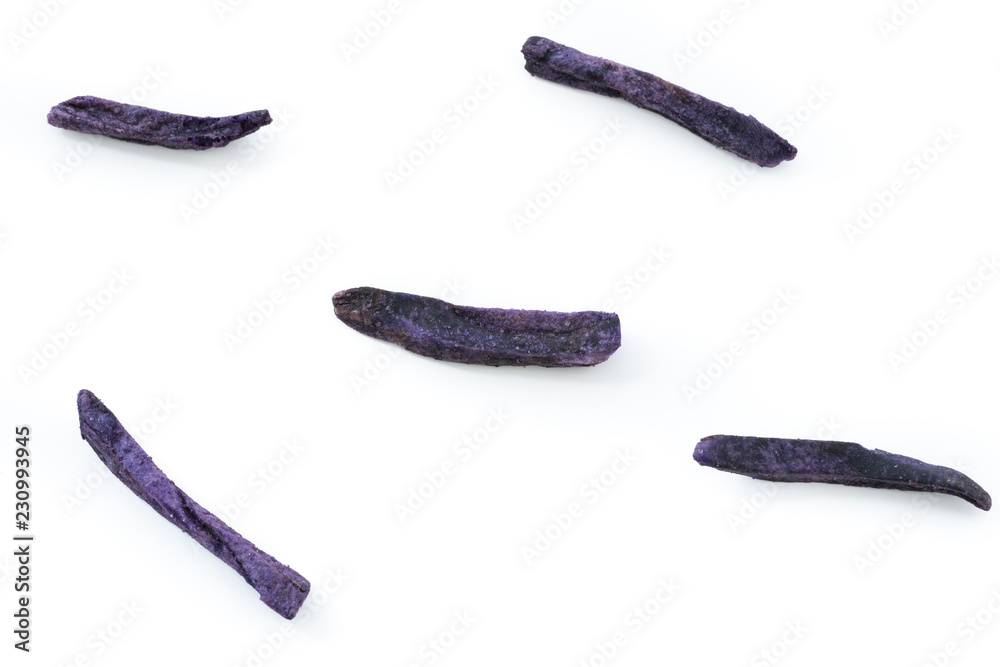 Sweet stick purple and yellow potato fire on isolated Sweet stick purple and yellow potato fire on isolated
