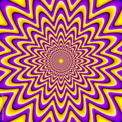 Yellow and purple background. Motion illusion.