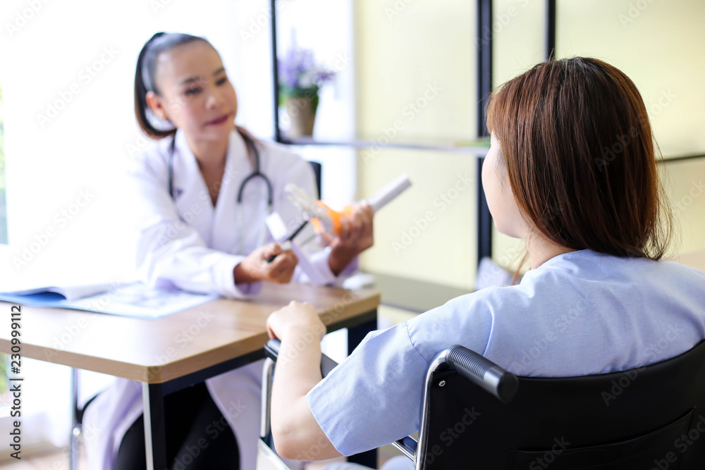 Beautiful Smiling medical doctor woman with stethoscope patient discussing,Healthcare concept.