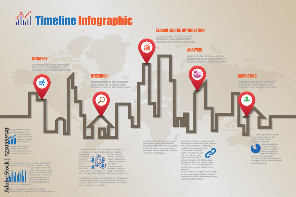Business road map timeline infographic city designed for abstract ...