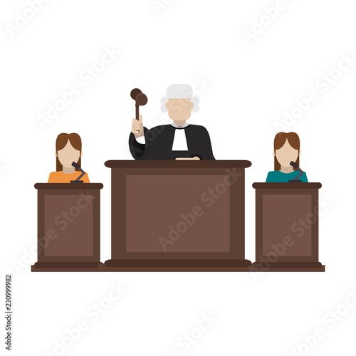 Judge with witness on podium