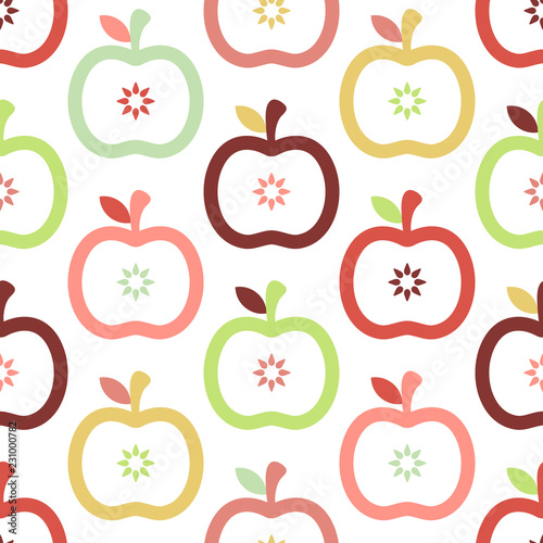 Apples Seamless Pattern Retro Autumn Colors