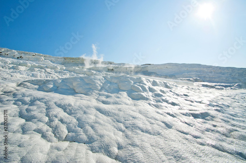 Thermal springs of Pamukkale with terraces and natural pools
