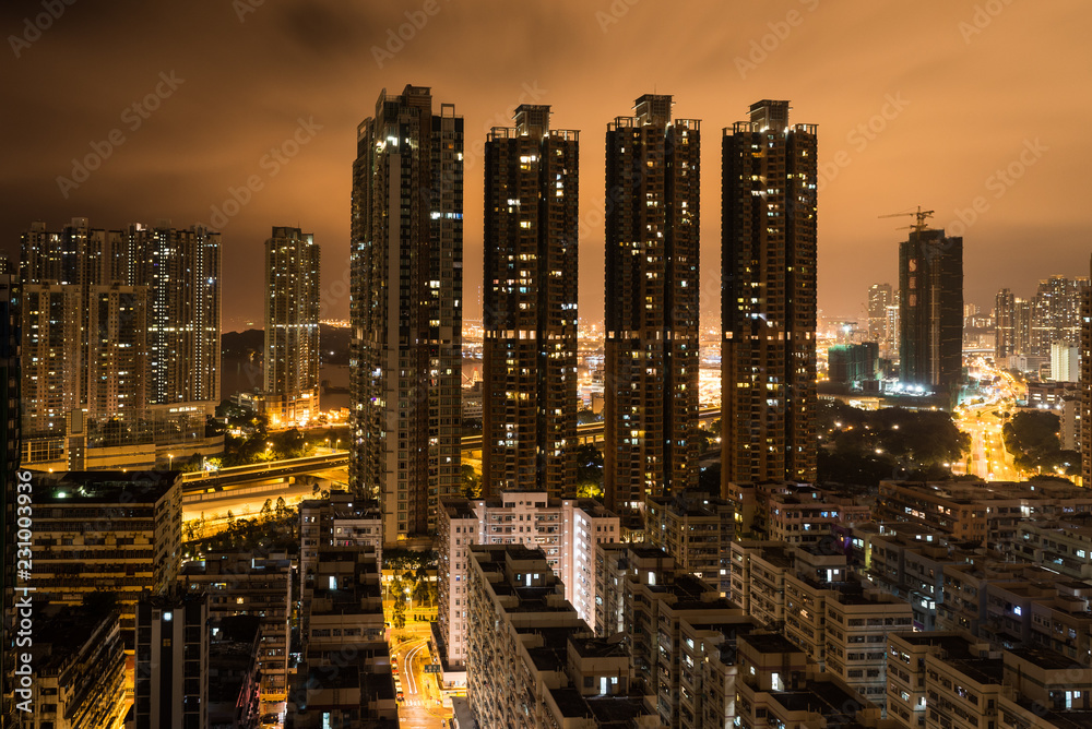 Fototapeta premium Hongkong nocą