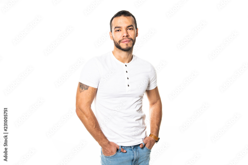 portrait of handsome mexican young man, isolated on white background. portrait of handsome mexican young man, isolated on white background.