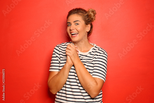 Portrait of happy young wom...