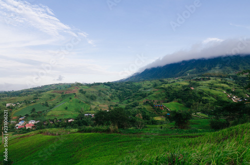 Landscape with sea of foggy awakening in a beautiful hills at Thailand.