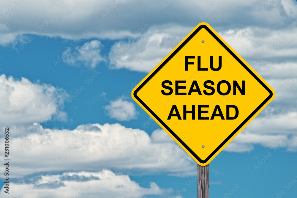 Flu Season Ahead Warning Sign - obrazy, fototapety, plakaty 
