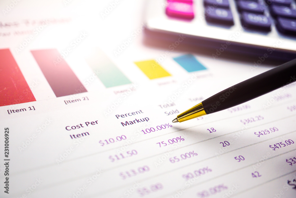 Pen on chart or graph paper. Financial, account, statistics and business data concept. Pen on chart or graph paper. Financial, account, statistics and business data concept.