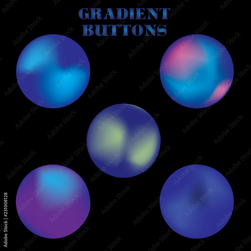 Abstract-Gradient Mesh Multicolored Circle Buttons