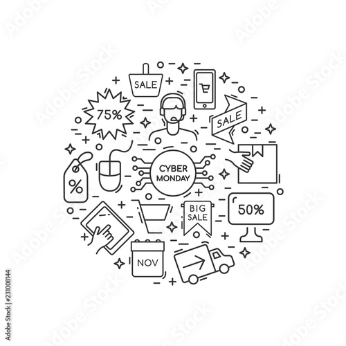 Wallpaper Mural Cyber Monday Sale icons collection. Vector template for advertising design. Torontodigital.ca