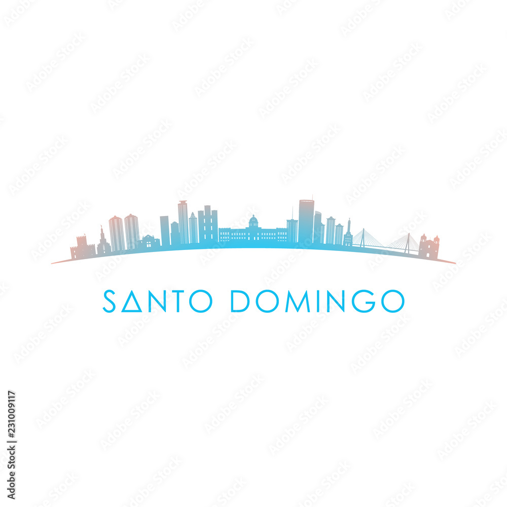 Santo Domingo skyline silhouette. Vector design colorful illustration.