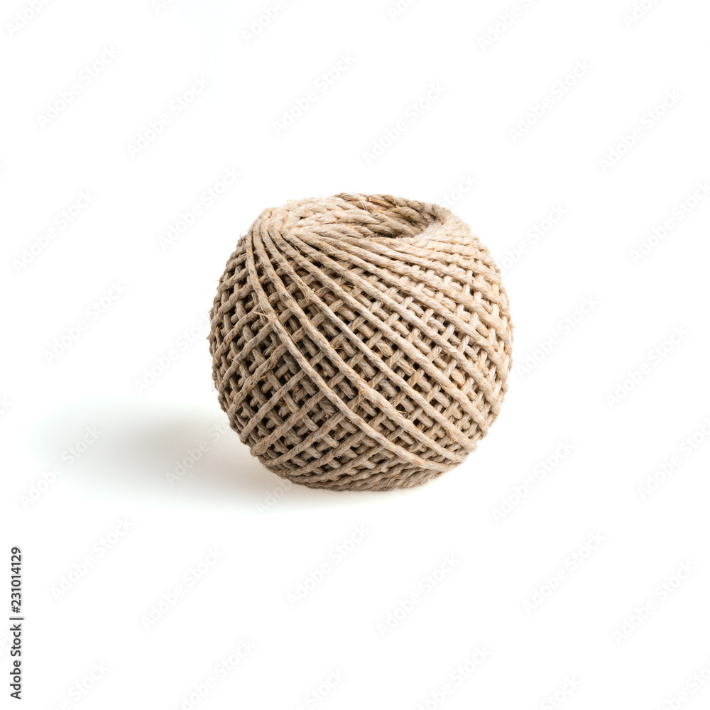 Skein of natural hemp rope isolated on white background Skein of natural hemp rope isolated on white background
