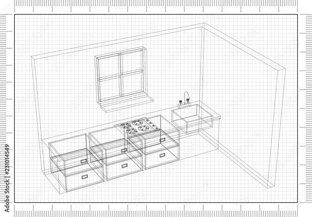 Fototapeta premium Kitchen Plan Architect blueprint 