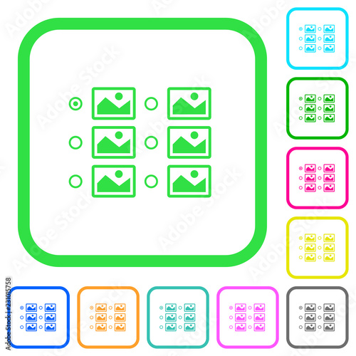 Single image selection with radio buttons vivid colored flat icons