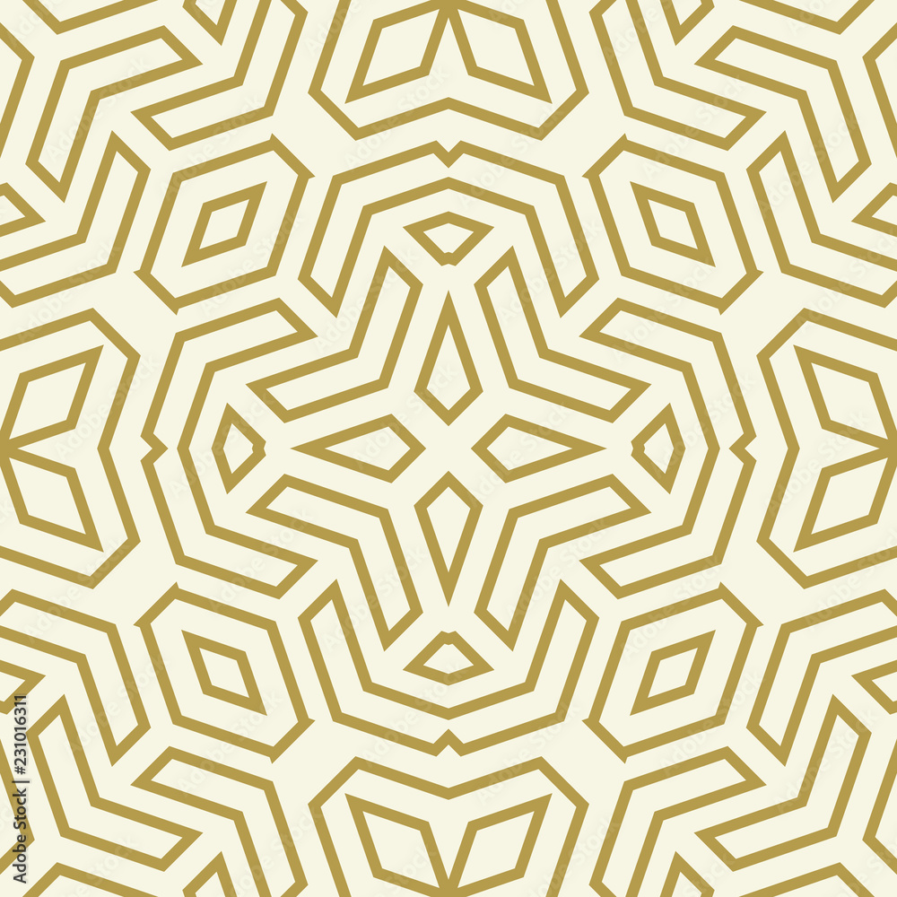 Seamless background for your designs. Modern vector ornament. Geometric abstract golden pattern