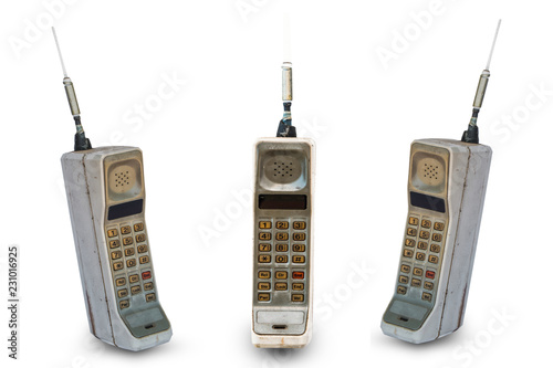 old mobile phone isolated on white photo
