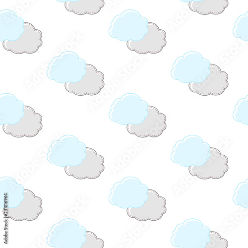 Vector seamless pattern with clouds. Can be used for baby shop, store, market, kids centre, kindergarten. Background for banner, decoration, wallpaper, wrapping paper. EPS10.
