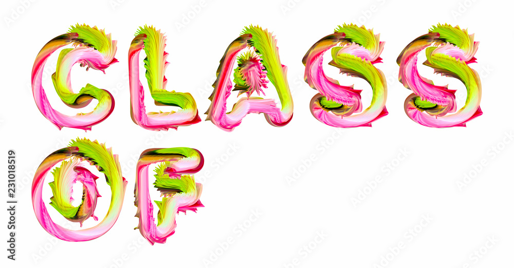 Class Of 2020 - pink and green text written on white background Class Of 2020 - pink and green text written on white background