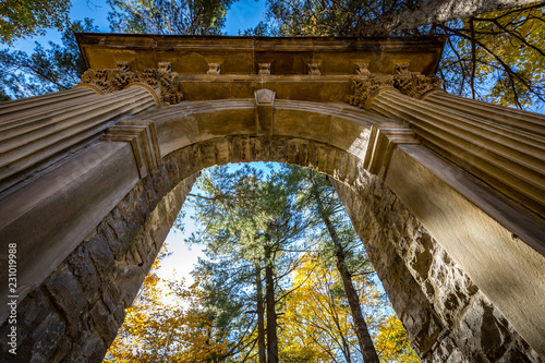 The abbey ruins at the Mackenzie King estate in the Gatineau park, Quebec  Canada photo