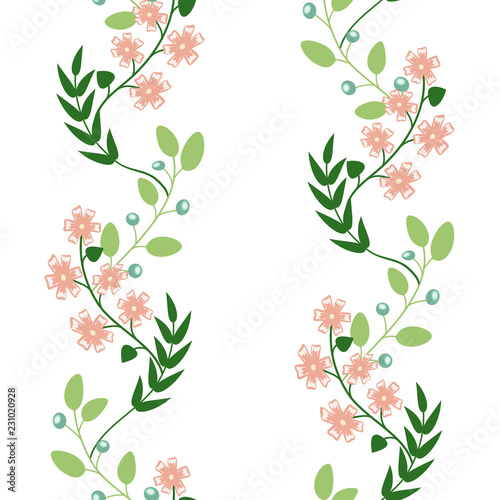 Seamless pattern with berries, branches and leaves. Background Wallpaper Texture. Digital Or Wrapping Paper.