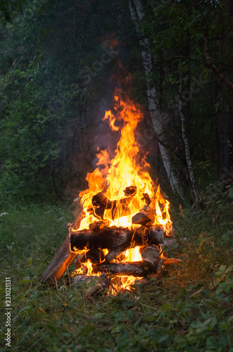 Birning campfire.