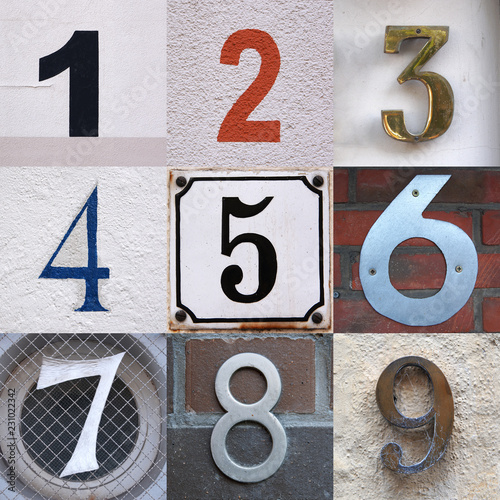 set of house numbers from one to nine