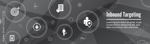 Digital Inbound Marketing  and Targeting Web Banner w Vector Icon Set