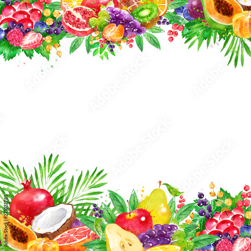 Background with fresh fruit and berries