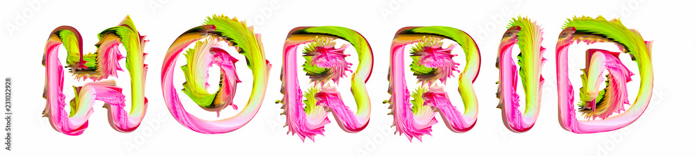 Εκτύπωση καμβά Horrid - pink and green text written on white background
