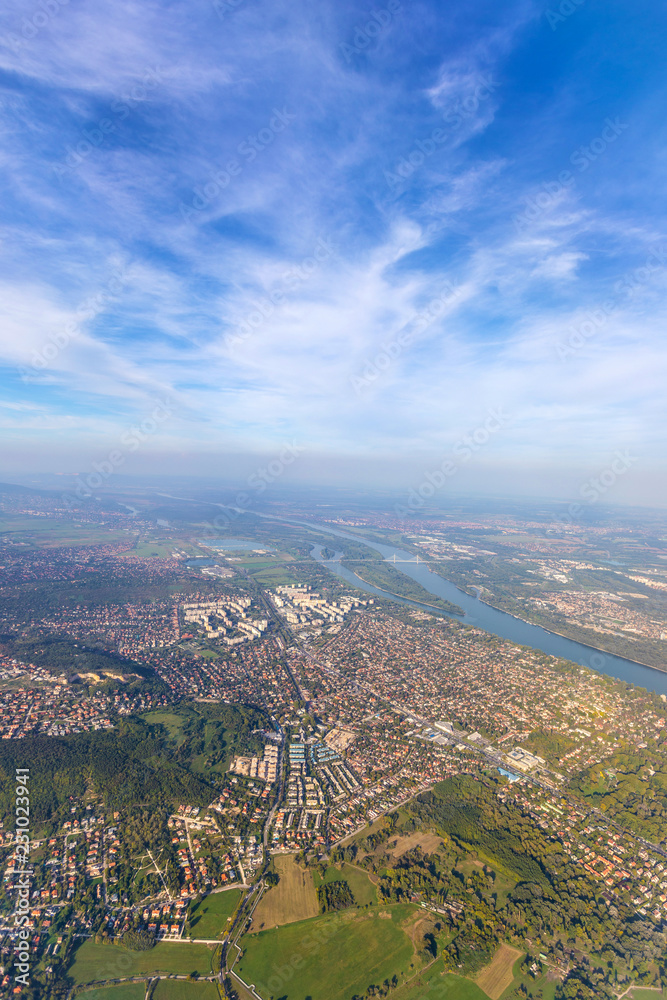 City of Budapest from above. Landscape in Europe