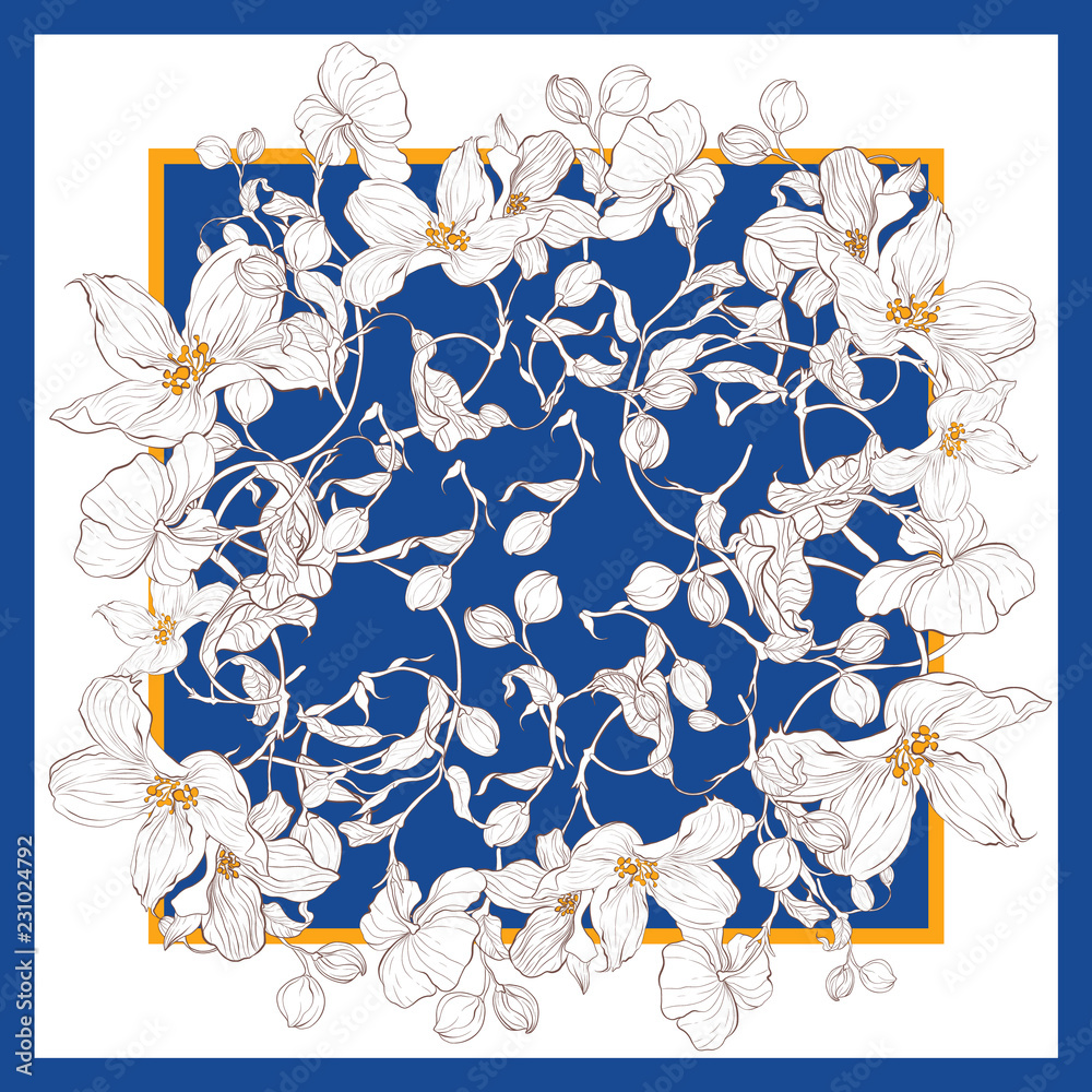 Fotografie Silk scarf with apple blossom