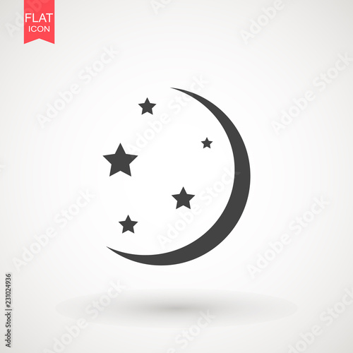 Moon and stars icon . Flat vector illustration on white background . EPS 10 © Aygun