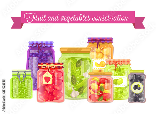Fruit and Vegetables Conservation Colorful Banner