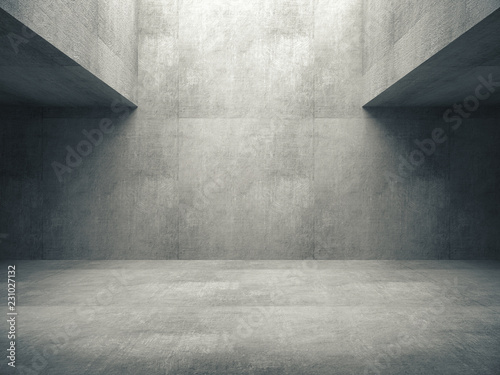 Fototapeta Pusty abstrakta betonu pokój i boczni światła, 3D rendering